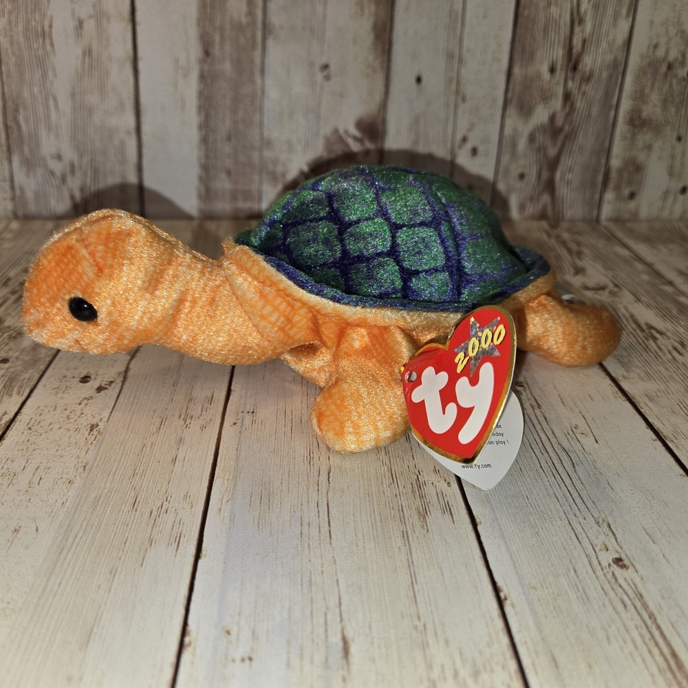 Ty Plush Turtle with Orange and Green Colors